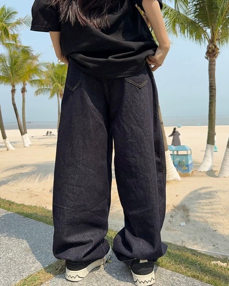 Simple washed denim trousers