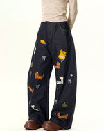 재미있는 패턴의 데님 팬츠