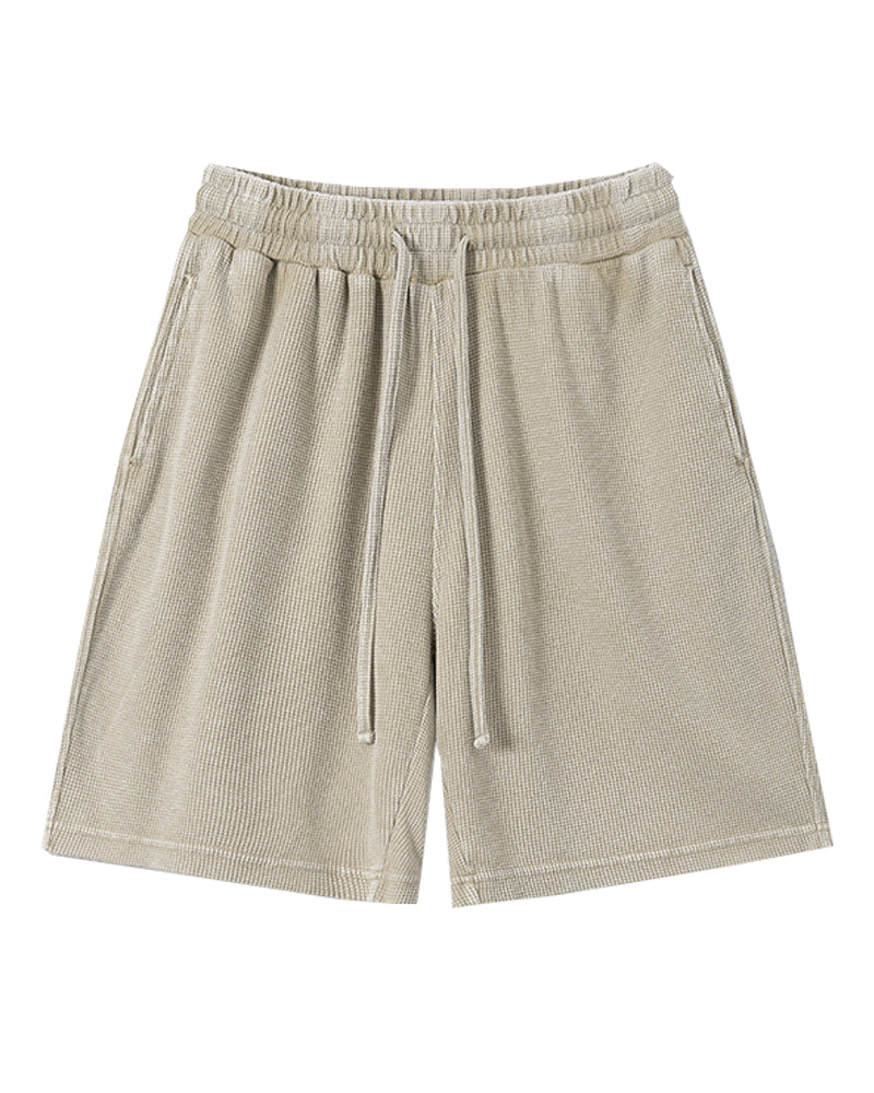 235g Distressed waffle-knit shorts