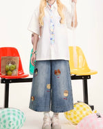 レトロシンプルデニムショートパンツ