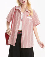 루즈 스트라이프 반팔 셔츠