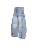 ボタン刺繍ジーンズ