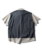 コントラストカラーステッチのフェイクツーピースシャツ