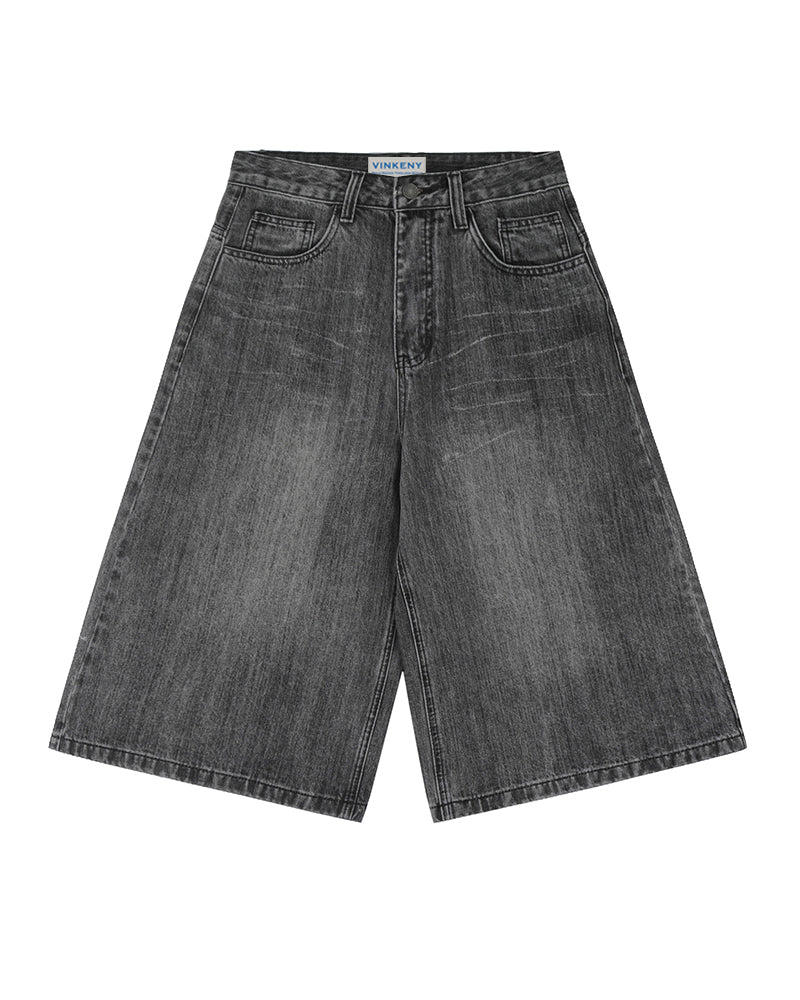 レトロなオールマッチデニムショートパンツ
