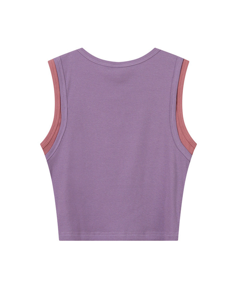 Fake two piece cute vest