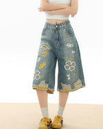 シンプルなデニムショートパンツ