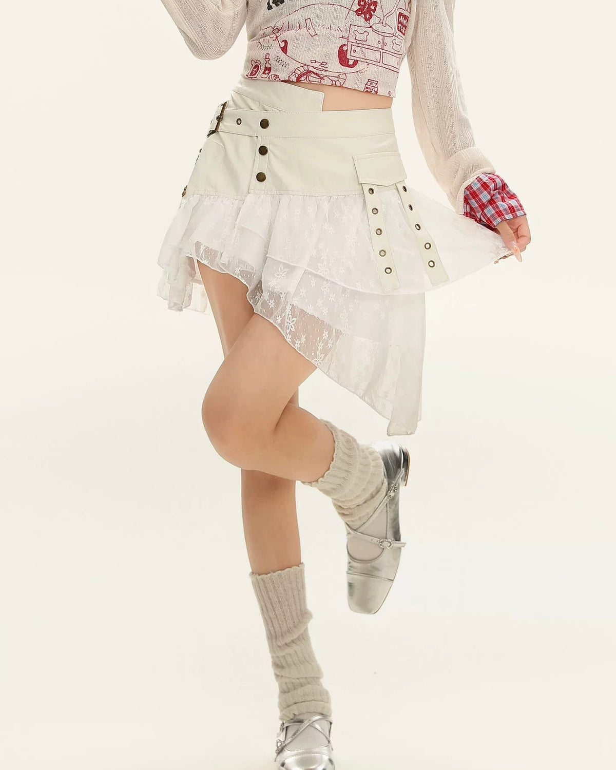 Retro asymmetrical skirt