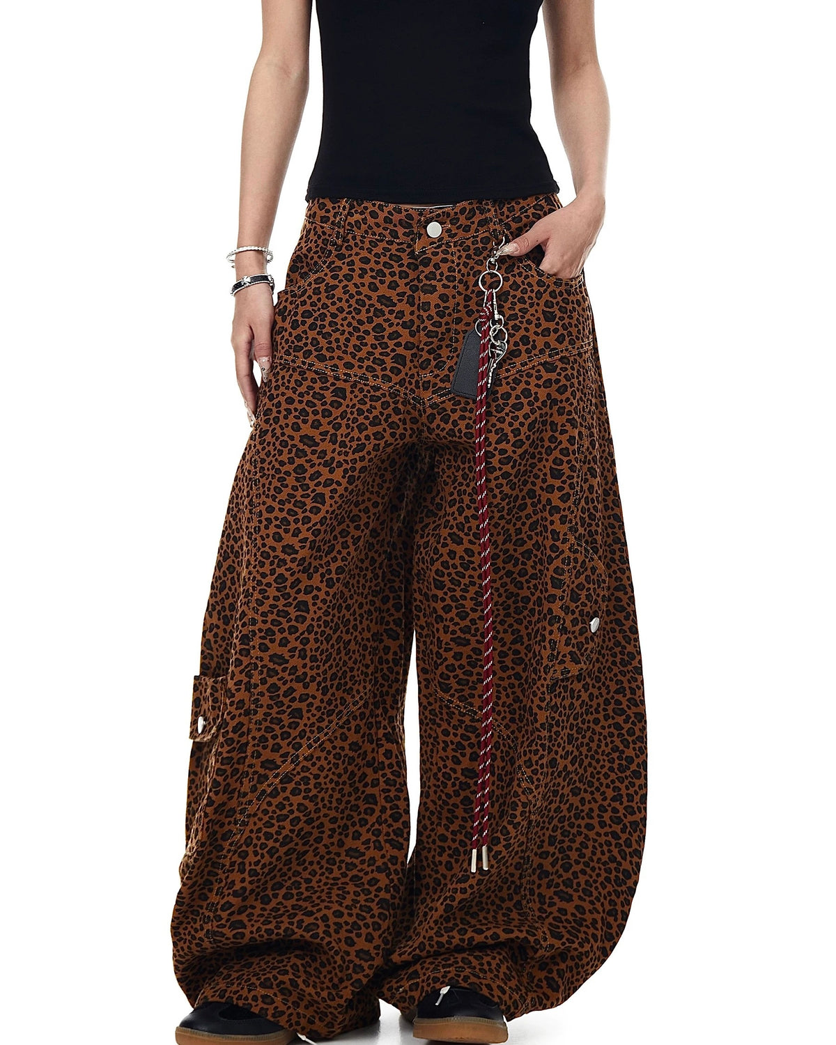 Leopard print casual trousers
