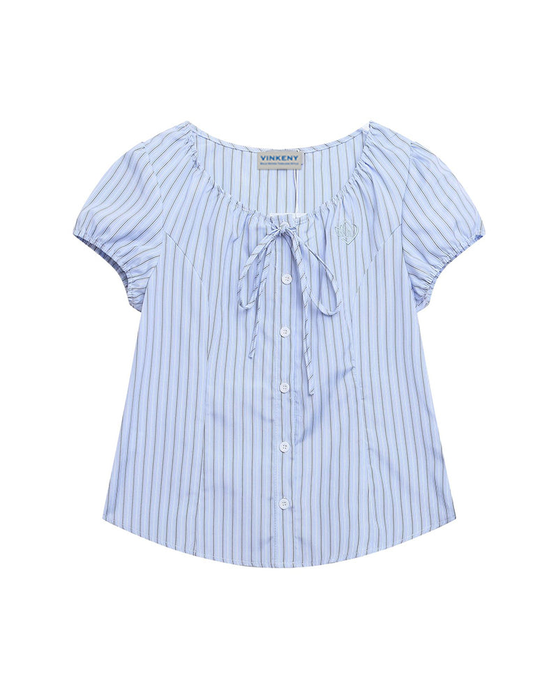 Striped short-sleeved shirt