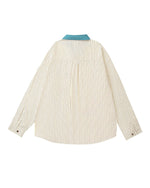 Contrast color plaid long-sleeved shirt