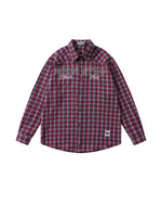 ビーズチェック柄長袖シャツ