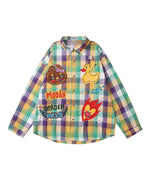 Fun cartoon plaid long-sleeved shirt