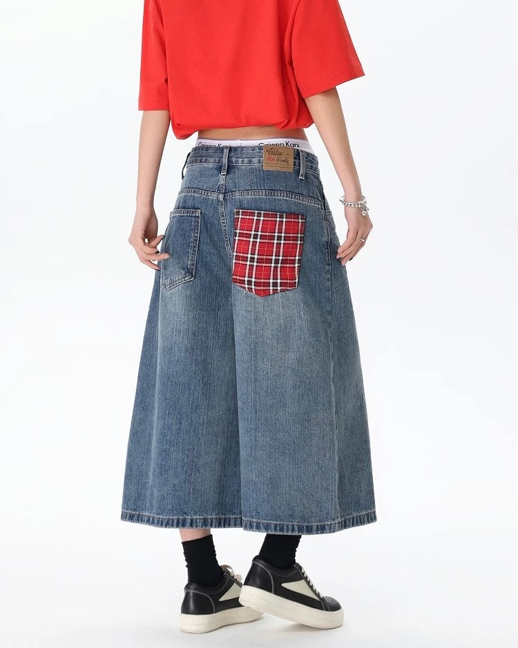 レトロなオールマッチデニムショートパンツ