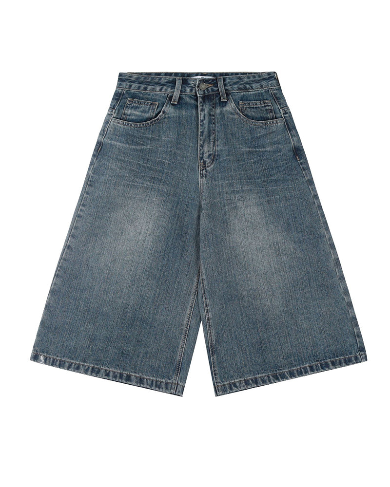 レトロなオールマッチデニムショートパンツ
