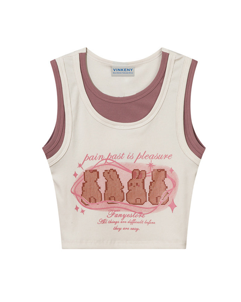 Fake two piece cute vest