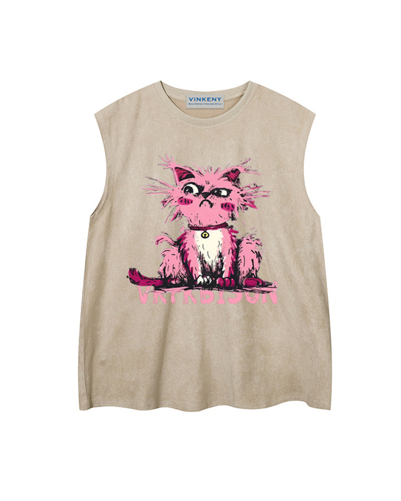 Loose crew neck vest