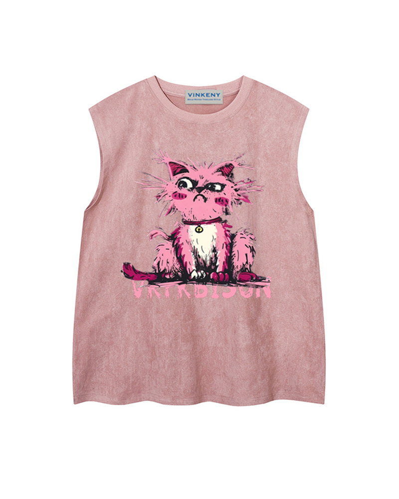 Loose crew neck vest