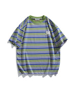 Contrast striped short sleeves