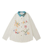 Contrast color plaid long-sleeved shirt